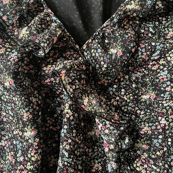 Suzy Shier Cottagecore Fairy Boho Sheer V-Neck Midi Dress - Picture 6 of 9